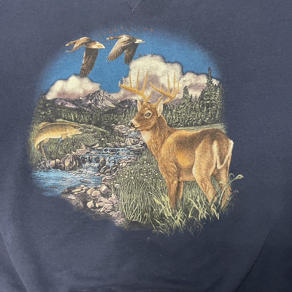 Vintage Deer Valley sweatshirt mens XXL Blue 2000s y2k geese - Picture 2 of 10